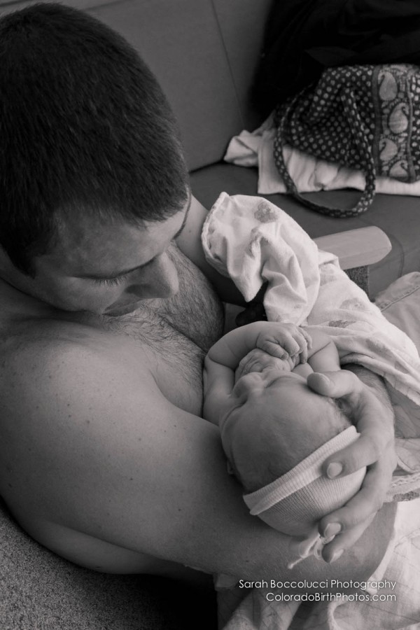 Dad with Baby : Colorado Birth Photographer