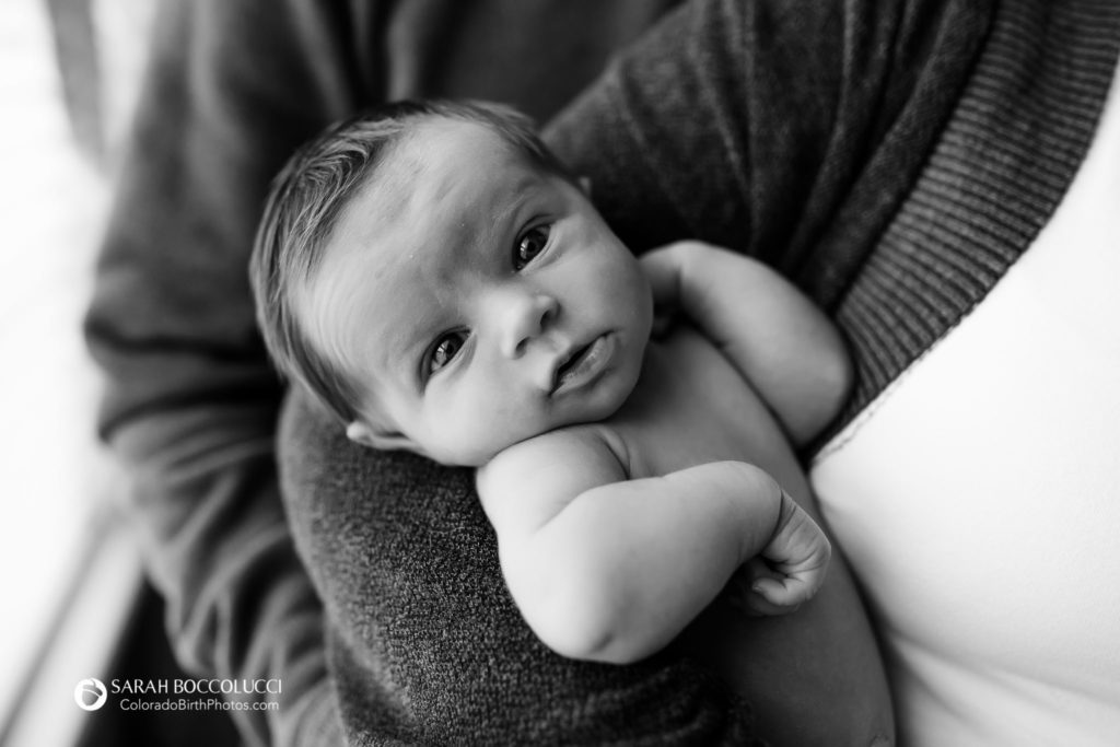 Denver, Colorado Newborn Photographer, Classic black and white photo