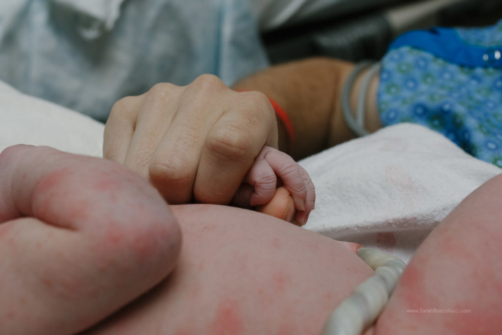 Boulder, Colorado Birth Photography, Dad holding baby