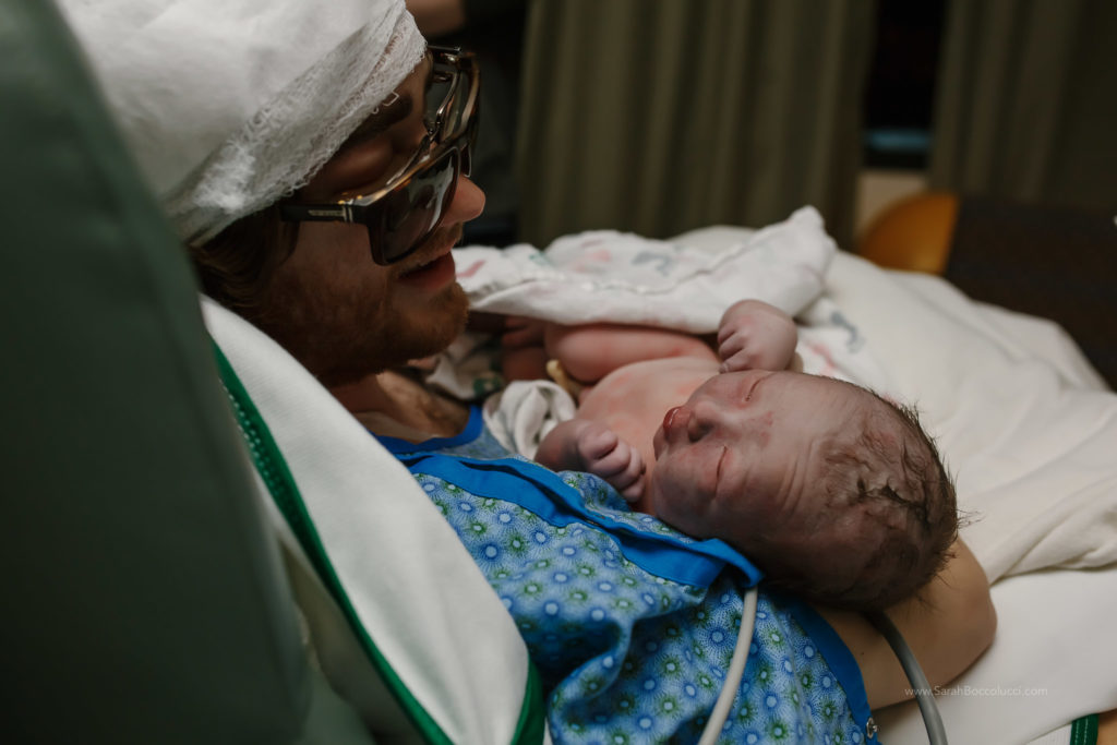 Boulder, Colorado Birth Photography, Dad with baby