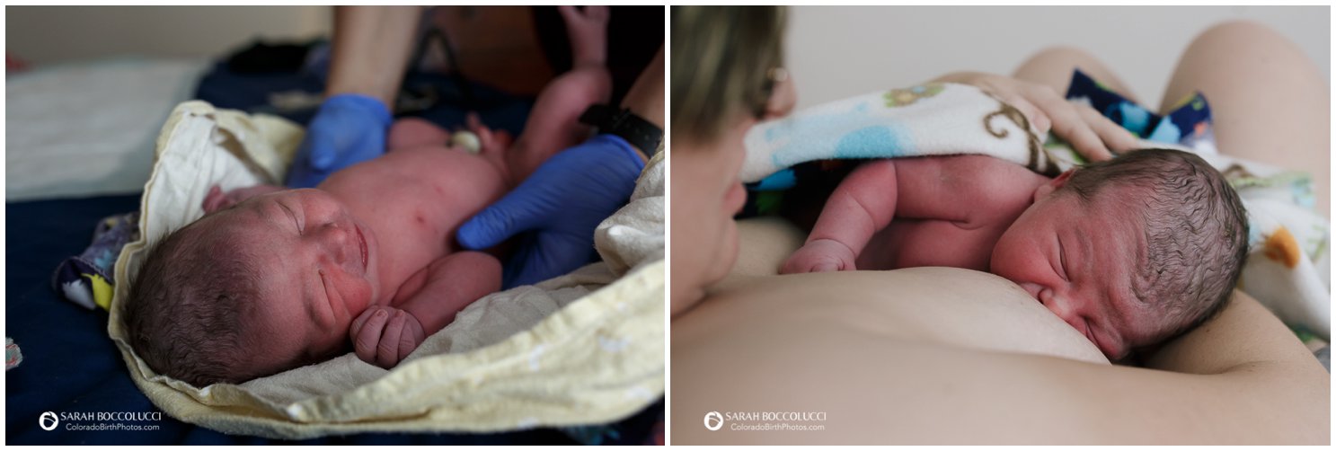 Colorado birth photography first latch