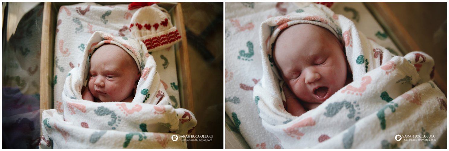 Longmont, Colorado birth photography, baby in bassinet 