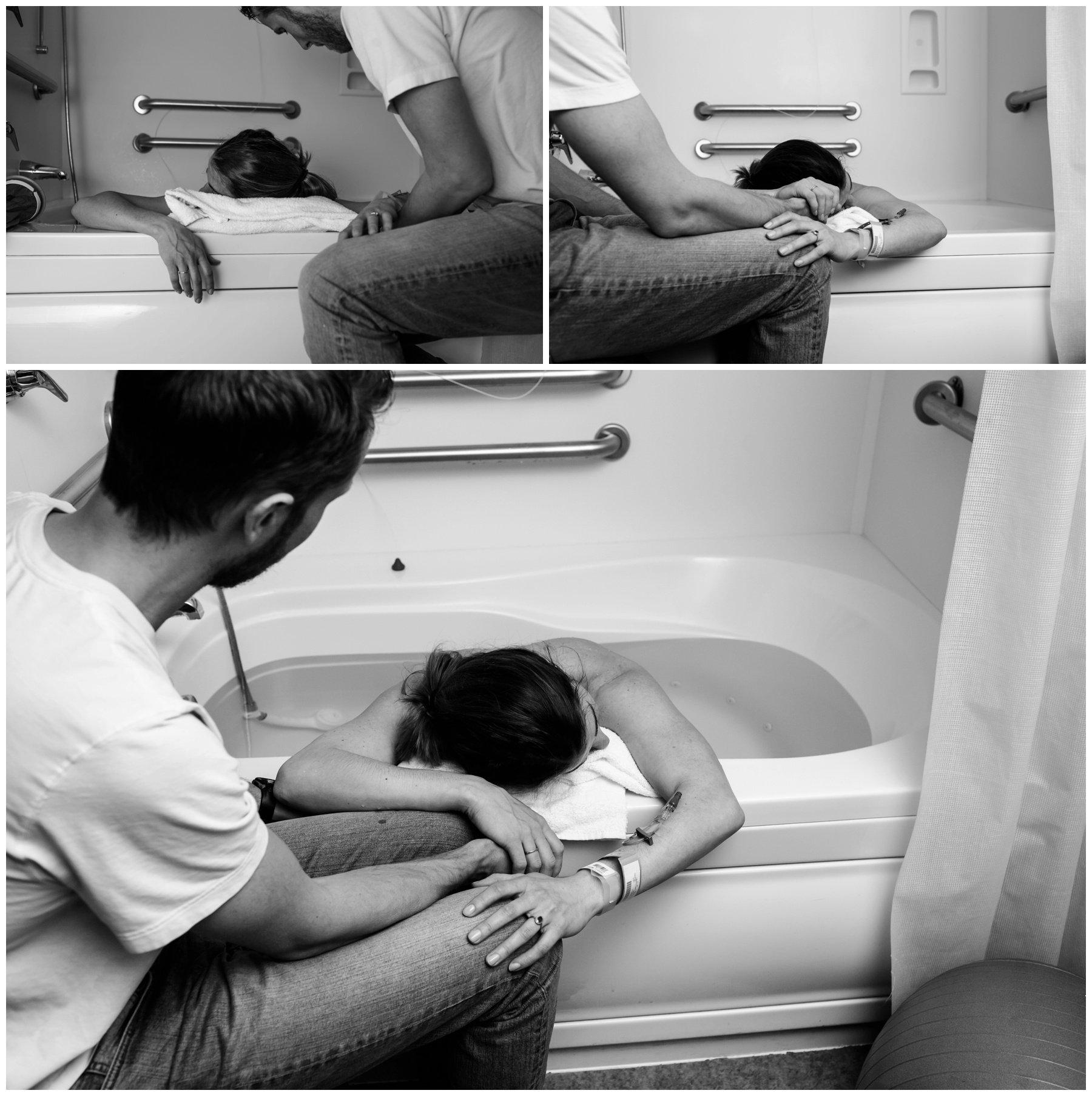 Denver, CO birth photographer laboring in tub