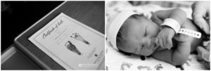footprints at a birth and baby's face