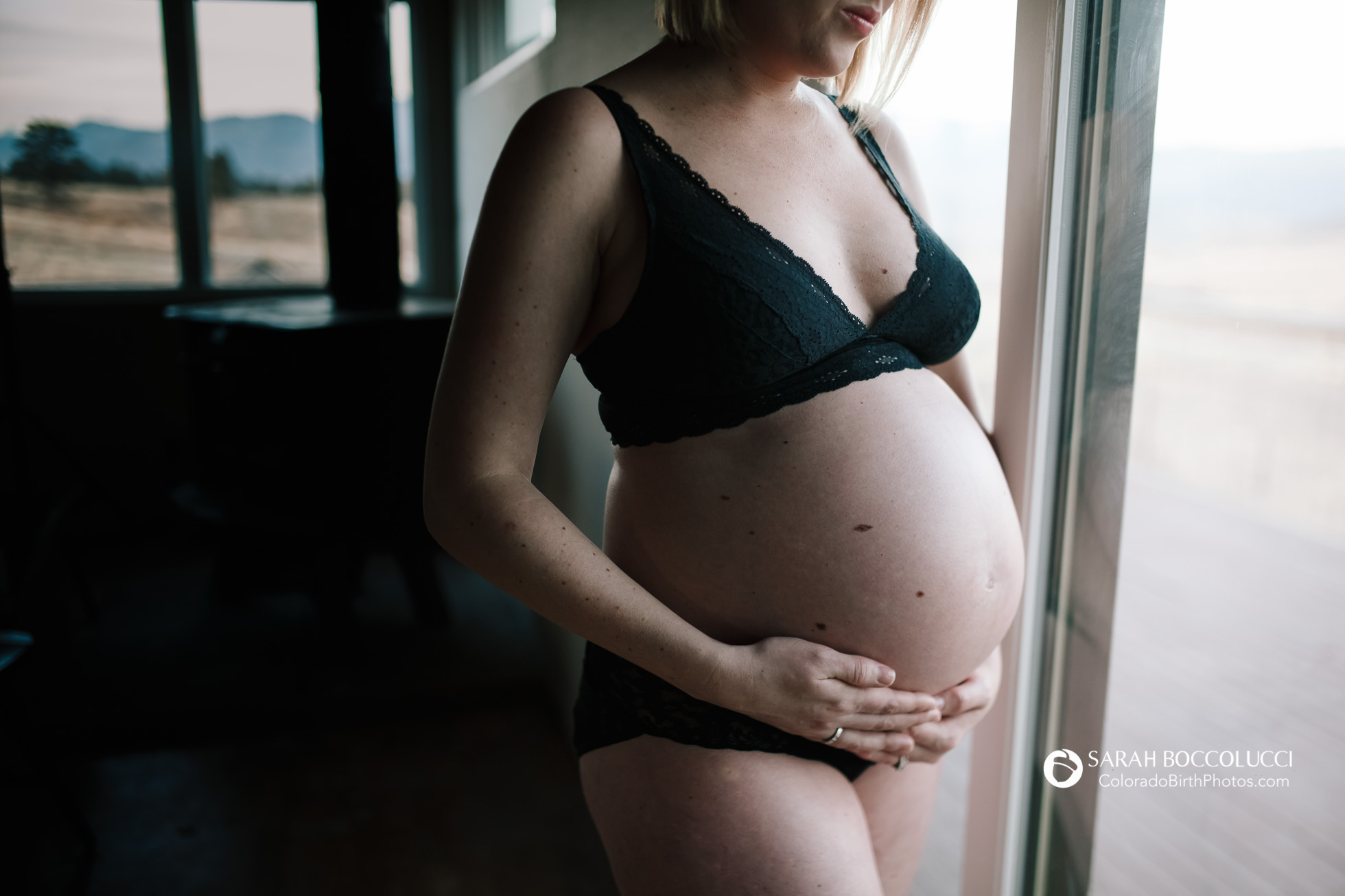 Maternity photographs taken indoor, Longmont, Colorado