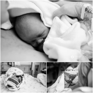 Longmont, Colorado birth photography, Baby with mom in recovery
