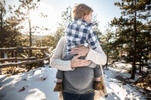 Northern Colorado Mountain maternity photos, mom holding son