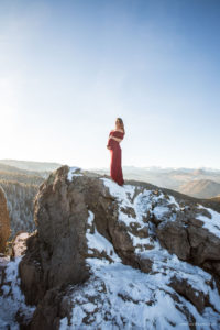 Louisville, Colorado Maternity photographer, mom standing on rock